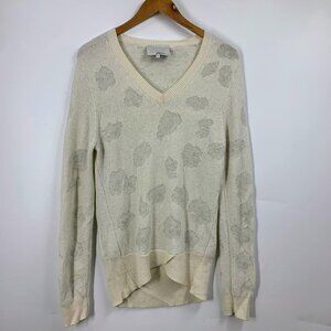 3.1 Phillip Lim Women's Ivory Floral Wool Cashmere Blend Contrast Sweater Size M